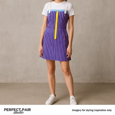 Y2K Dsquared2 Gestreiftes Mini HemdKleid IT 42 US 6 Gelb Blau Lila Baumwolle