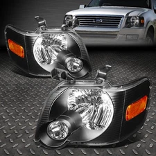 FOR 06-10 FORD EXPLORER SPORT TRAC BLACK HOUSING AMBER CORNER HEADLIGHT LAMPS