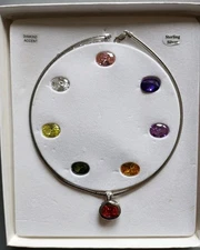 Sterling Silver Necklace With Diamond Accent And 8 Changeable Stones