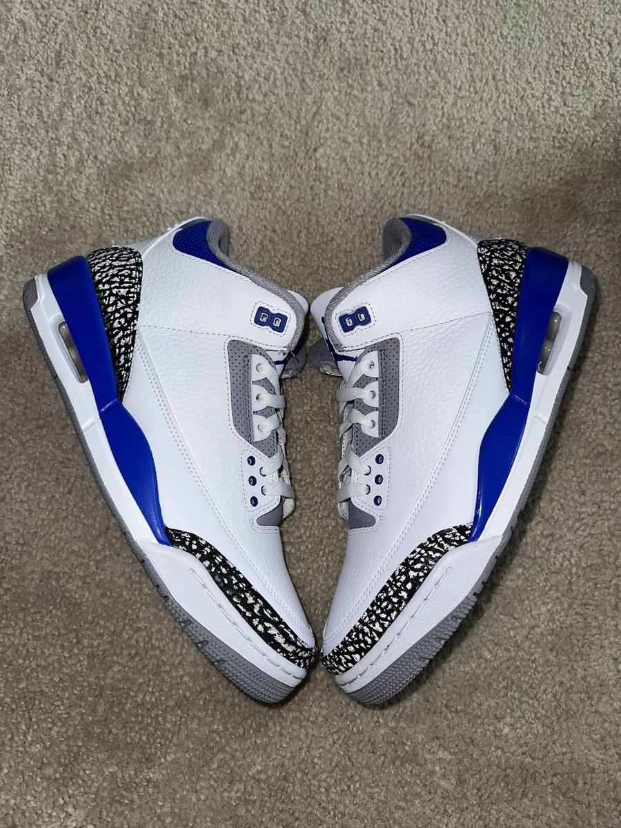 Nike Air Jordan 3 Retro Racer Blue White Black Cement SZ 9  display picture 3