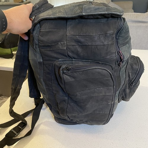 Schwarzer verwaschener Vintage Leder Rucksack Sylvia. - Bild 5 von 12