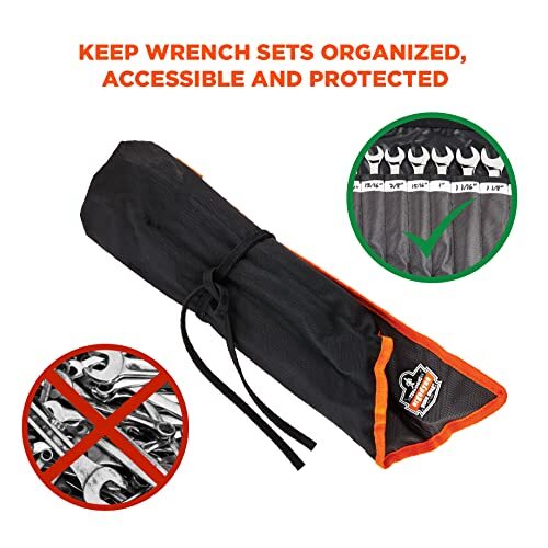 Arsenal 5873 Wrench Roll-Up Pouch, Tall, 14-Pockets, Black