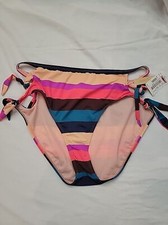 Gibson Latimer Teal Black Red Pink Swimsuit BOTTOMS Size Large Adjustable Ties