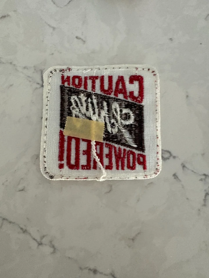 Caution Schlitz Powered Red White-Trim Sewing & Craft Embroidered Sew-On Patch - Image 2 of 2