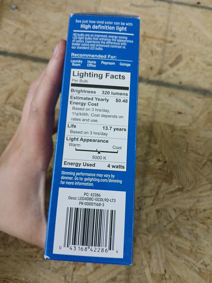 Refresh LED Daylight Hd 40Watt Replacement Deco Bc Blunt Tip Candelabra Base 3pk - Image 3 of 4