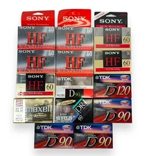 Blank Cassette Tapes LOT of 14 Maxell, TDK, SONY