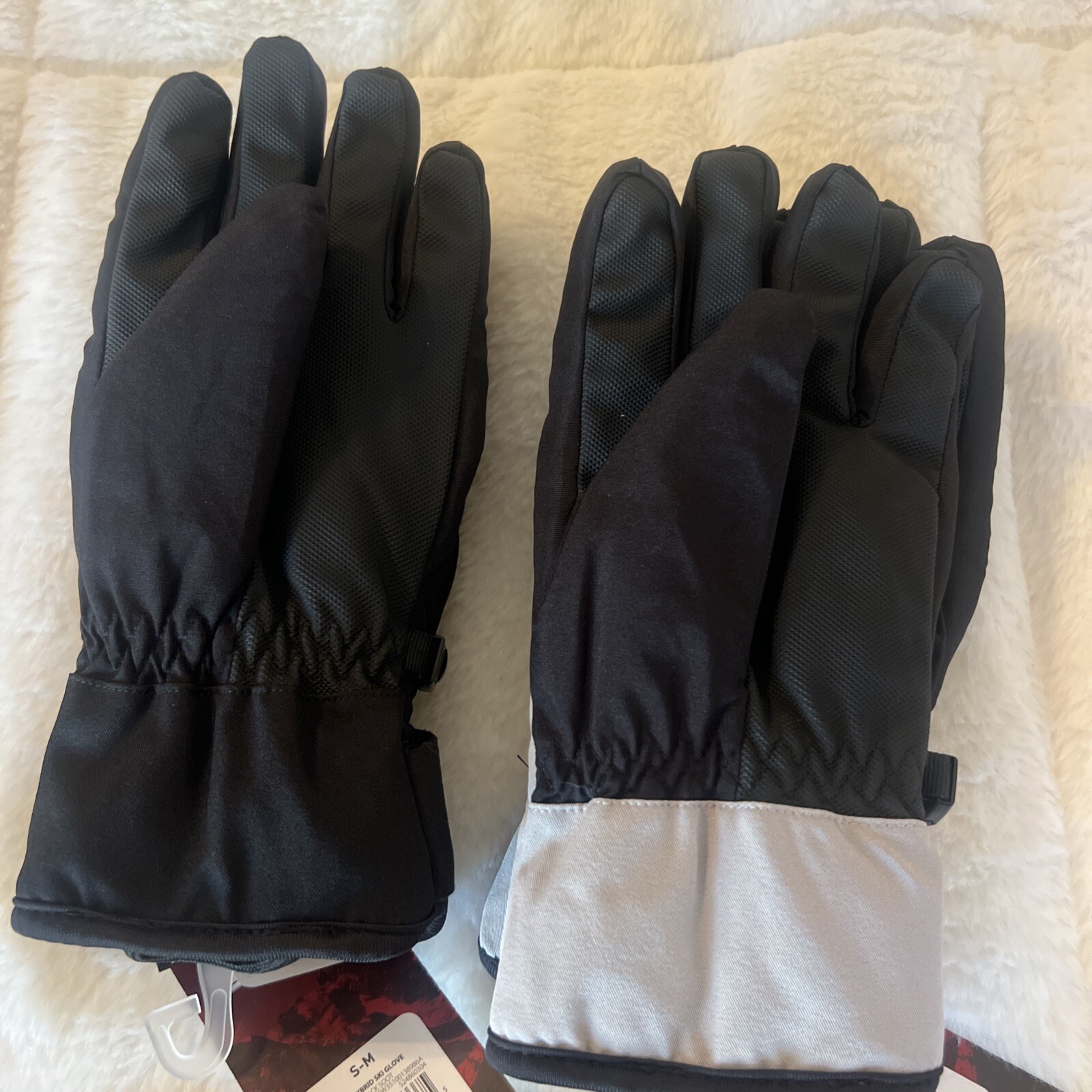 Swiss Tech 2 Winter Ski Gloves Grey Black Waterproof Zip Pocket Reflective S/M
