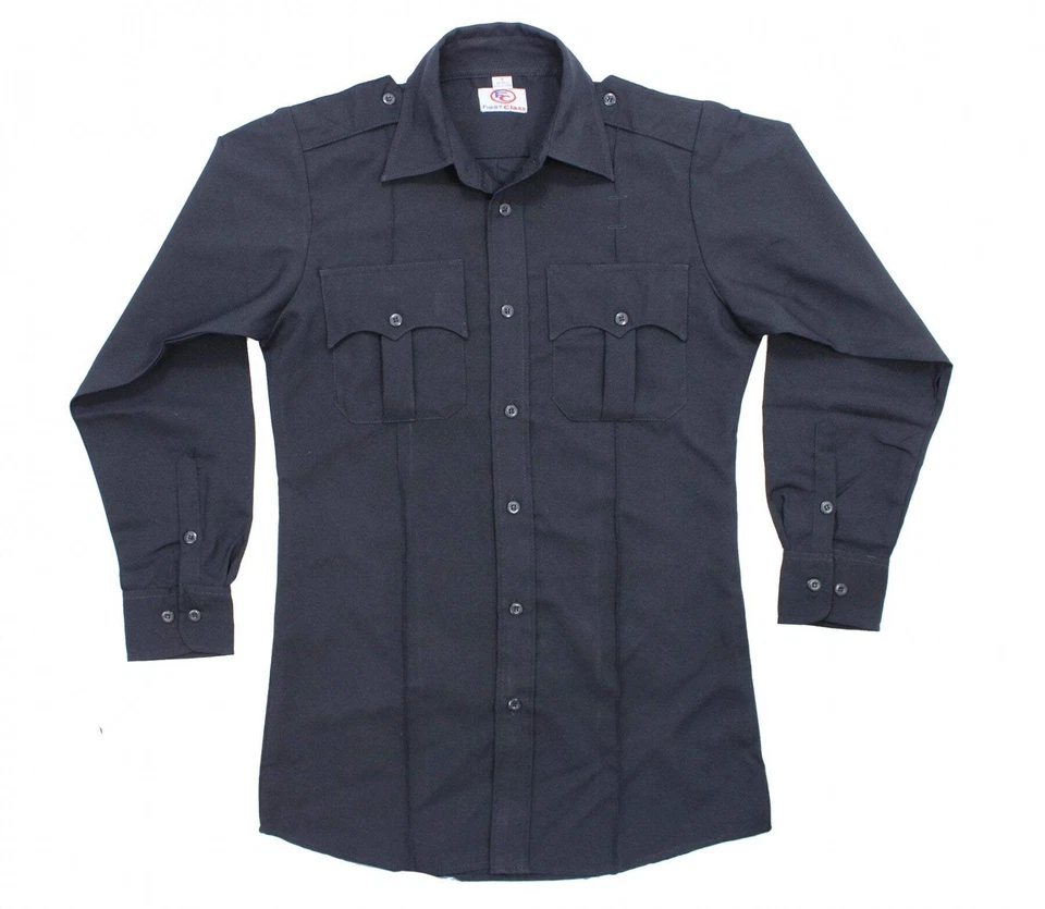First Class 100% Polyester Long Sleeve Zippered Uniform Shirts - Image 4 of 4