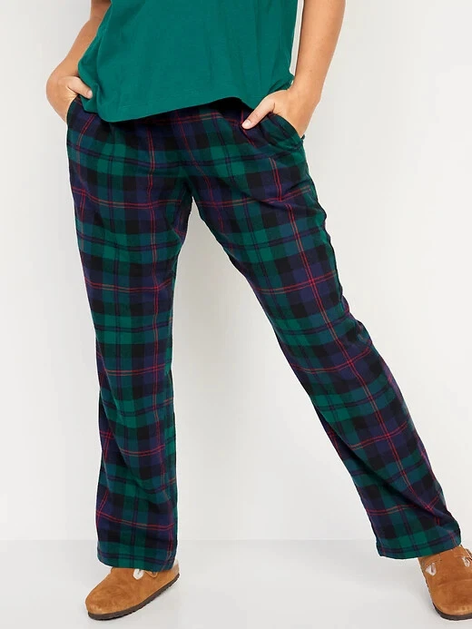 Navy Blue & Green Plaid Cotton Flannel Adult Footed Pajamas Sleeper Sleeper  