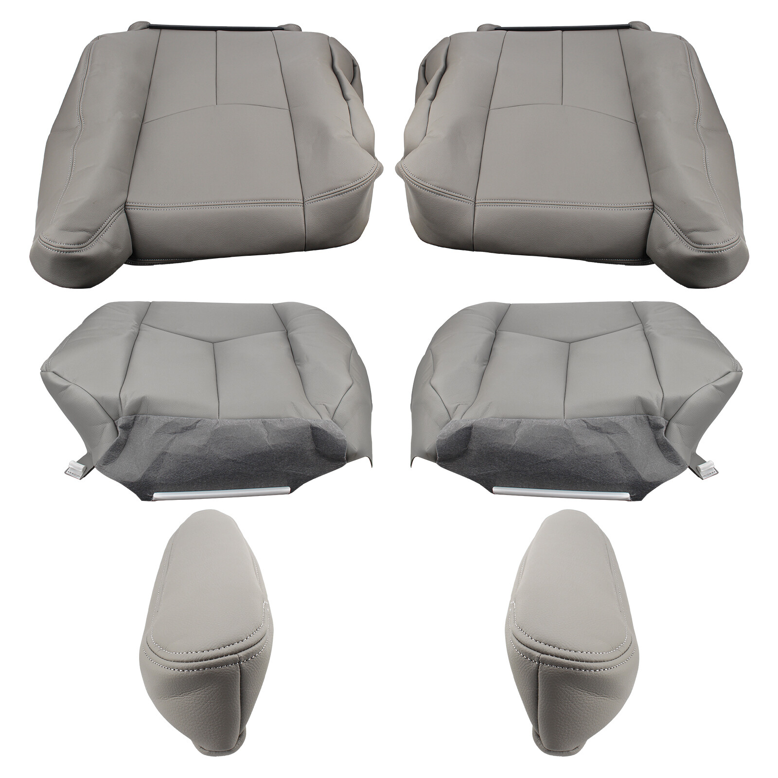 Front Leather Seat Cover & Armrest Cover Gray For 20032006 GMC Sierra