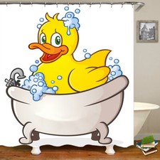 Bath Duck Waterproof Shower Curtain Sets Bathroom Decor Curtain W/Hooks For Gift
