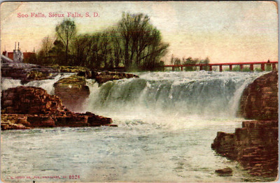 Sioux Falls South Dakota SD Soo Water Falls River 1917 1910s Postcard