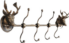 Metal Stag Deer Antler Coat Hook x 4 | Colour: Aged Gold Finish