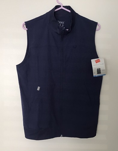 *NWT* WOMEN'S HANES COMFORT FIT SCRUB VEST ~ STRETCHY ~ NAVY ~ ZIP FRONT ~ MED