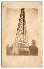 RPPC Early Oil Well, Men Posing on Top, CYKO Stamp Box, Ca. 1910, United States
