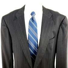 Ermenegildo Zegna 44L 2 Button Super 100s Wool Striped Gray Blazer