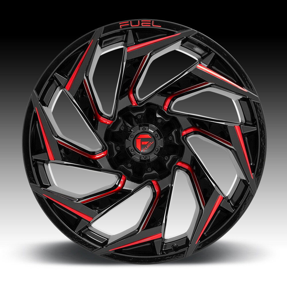 4/Fuel D755 Reaction Gloss Black Milled Red Tint 20x9 8x170 1mm