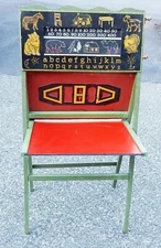 Antique 1924 Cressco School Floor Standing Blackboard with Scrolling Lessons