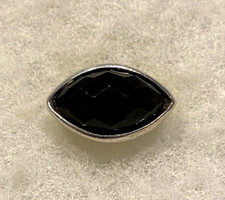 Sterling Faceted Onyx Marquise Ring Marked ATI Size 8 - 10.1 Grams