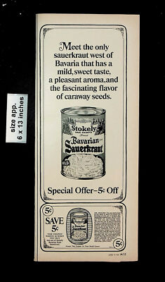 stokely tobacco 1964 Stokely Van Camp's Bavarian Sauerkraut Vintage Print Ad 27875