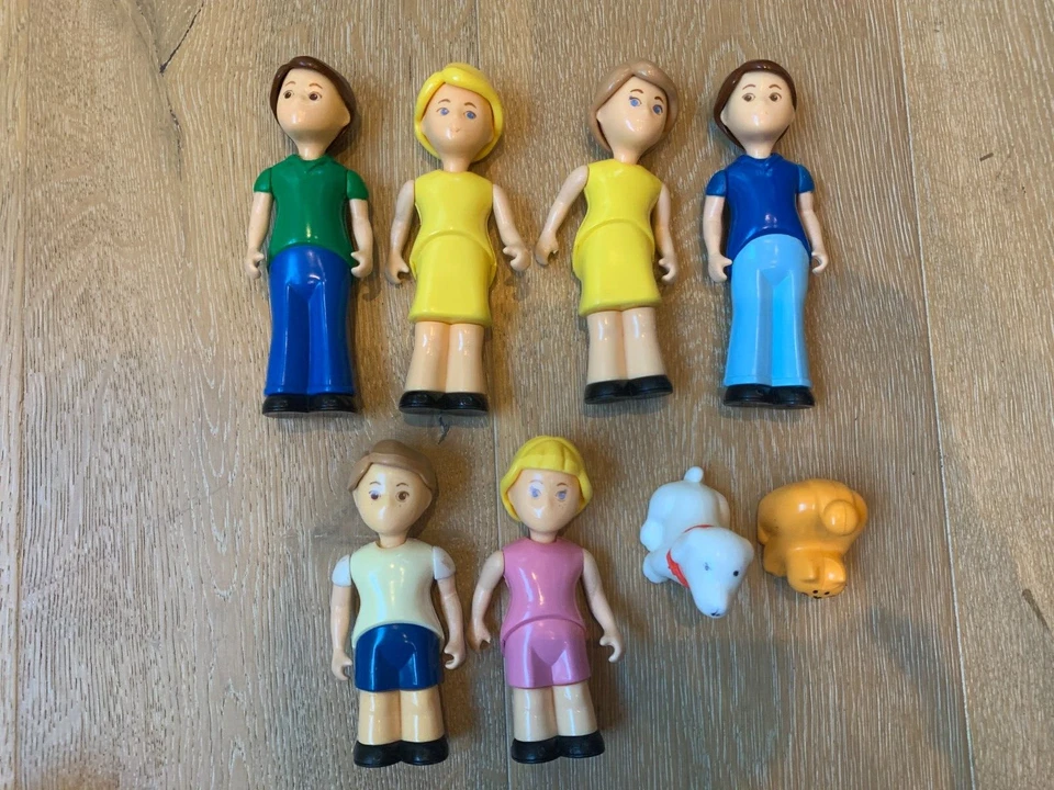 Vintage Fisher Price Little Tykes Casa de Bonecas Família Pessoas Cozinha Carro Slide Animais de Estimação - Imagem 2 de 4