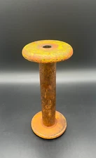 Large Vintage Wooden Metal Primitive Sewing Weaving Textile Thread Spool 9.25 in