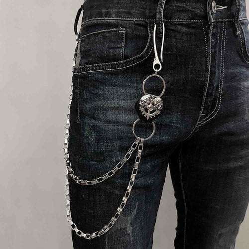 Skull Double Chain Punk Rocker Jeans 