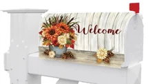 Fall Halloween Thanksgiving Sunflower Cattails Magnetic Mailbox Cover Only