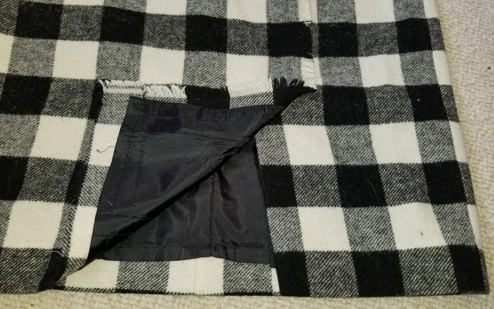 Falda Mujer-TALBOTS-negro/blanco mezcla de lana a cuadros flecos forrados a lápiz-10P Foto 3 de 4