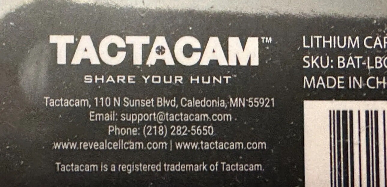 2REVEAL TACTACAM Lithium Cartridge Rechargeable Batteries X XB SK PRO