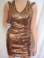New BEBE Copper Sequin Dress XXS XS S M L Ghost in the Tower