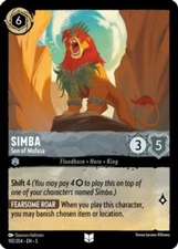 Mint/Near Mint - 1 x Lorcana Simba - Son of Mufasa - 192/204 - Uncommon - Cold F