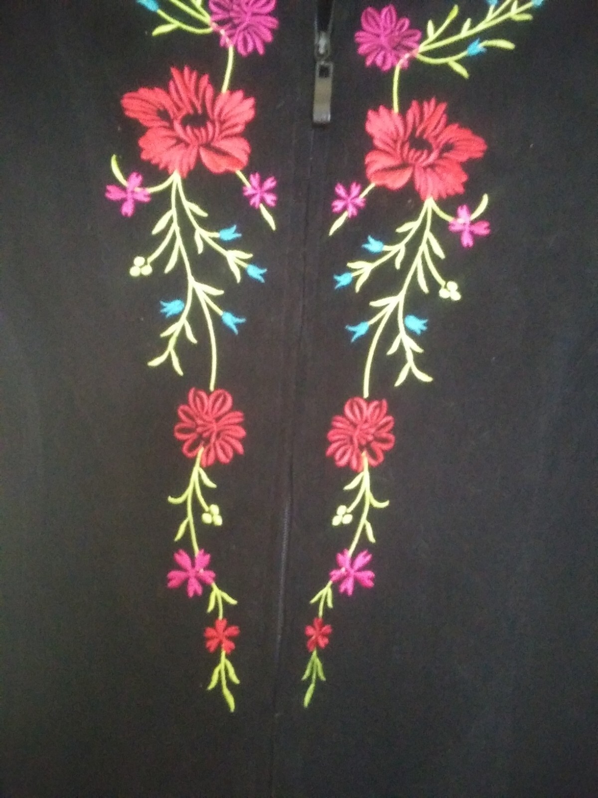 Notations Embroidered Black Zip Up Jacket  Women’… - image 3