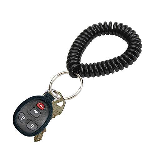 2” Diameter Spiral Wrist Coil with Steel Key Ring, Flexible Wrist 1 Pack Black - Picture 2 of 4