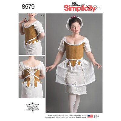 SIMPLICITY 8579 18. JAHRHUNDERT KORSETTTASCHEN Schnittmuster Größen 4-12 & 14-22
