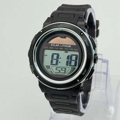 Men's SKMEI Solar Chronograph Classic Digital LCD Sports Watch, 43mm, Black 1096