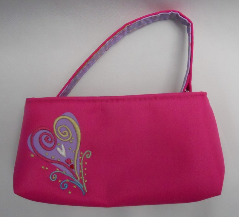 BARBIE Pink Dress Up Mini Handbag Zipper Purse Floral Heart Design 2003 Hallmark
