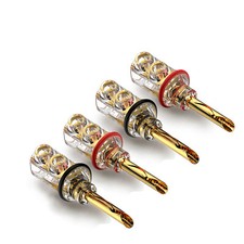 4pcs Copper Gold Plated BFA Banana Plug Welding-Free HiFi Speaker Connector 8mm