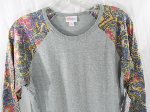 Camisa para mujer LuLaRoe Randy S gris calentado multicolor floral manga 3/4 nueva con etiquetas - Imagen 4 de 4