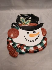 Fitz and Floyd Snowman Plate 10” x 8”