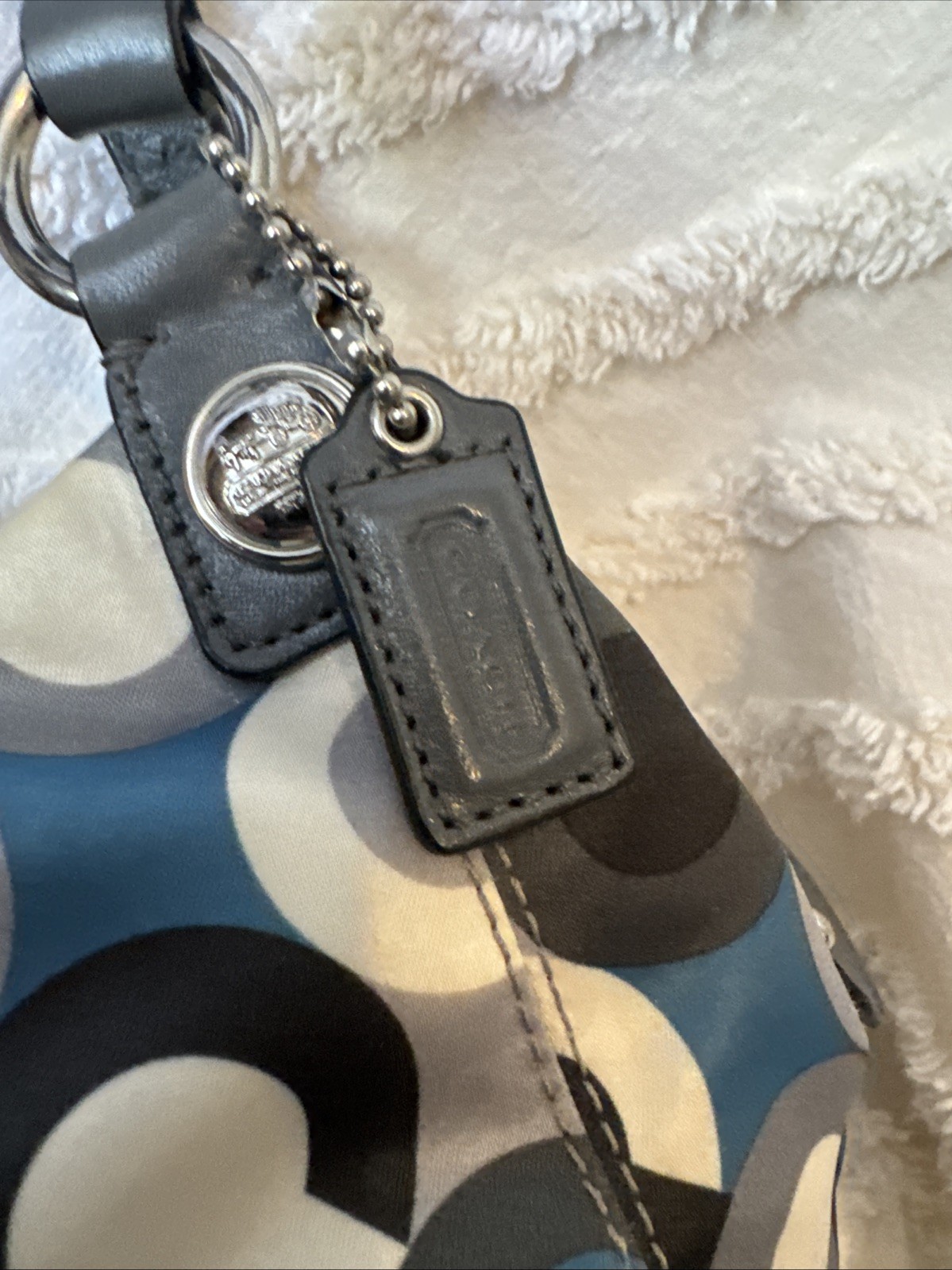 Coach Op Art Satin Blue Grey Mini Shoulder Bag 44474 … - Gem