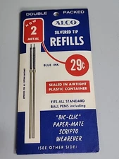 Vintage Alco Silvered Tip Refills Bic Clip Papermate Scripto Wearever Pen SI3