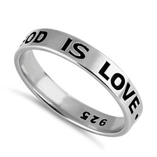 925 Sterling Silver 4mm God Is Love Ring