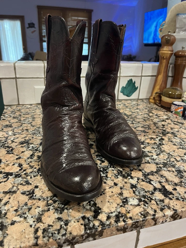 Cuerdas de avestruz lisas negras Lucchese Classics L8284 para hombre talla 10D Foto 3 de 4