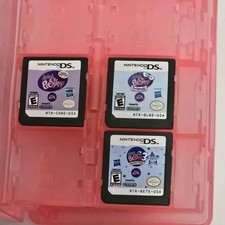 Lot Of 3 Games Littlest Pet Shop W/ Pink Case - Spring, Beach, & 3 Blue Team