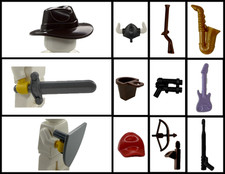 Lego Zubehör / Accessoires für Minifiguren (Hut, Waffe, Schwert, Pistole), Neu
