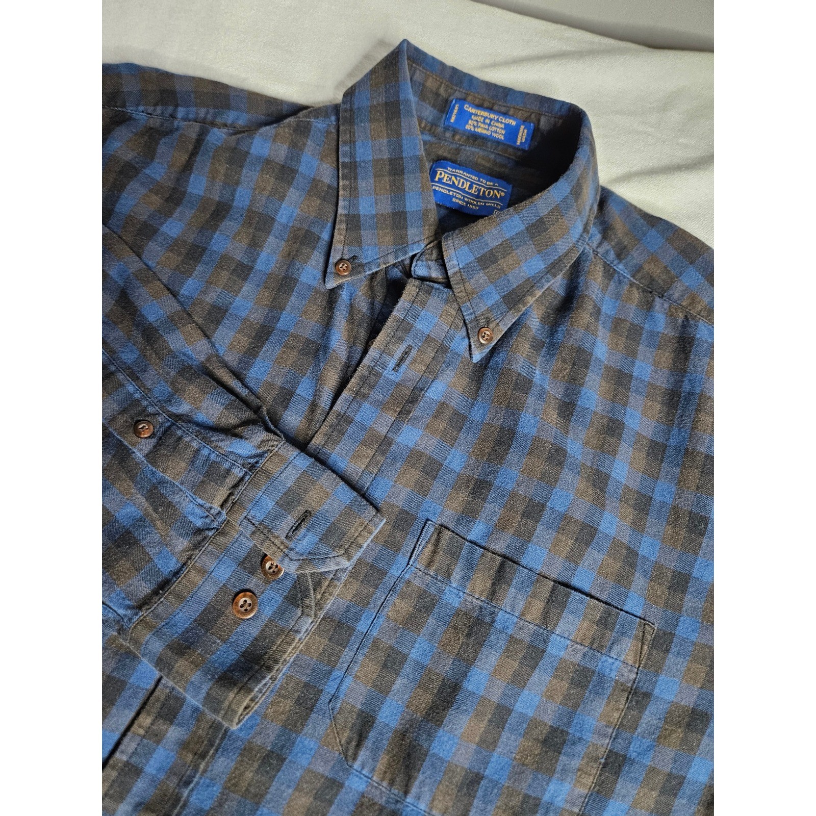 Pendleton Canterbury Cloth Button Down Plaid Flan… - image 1