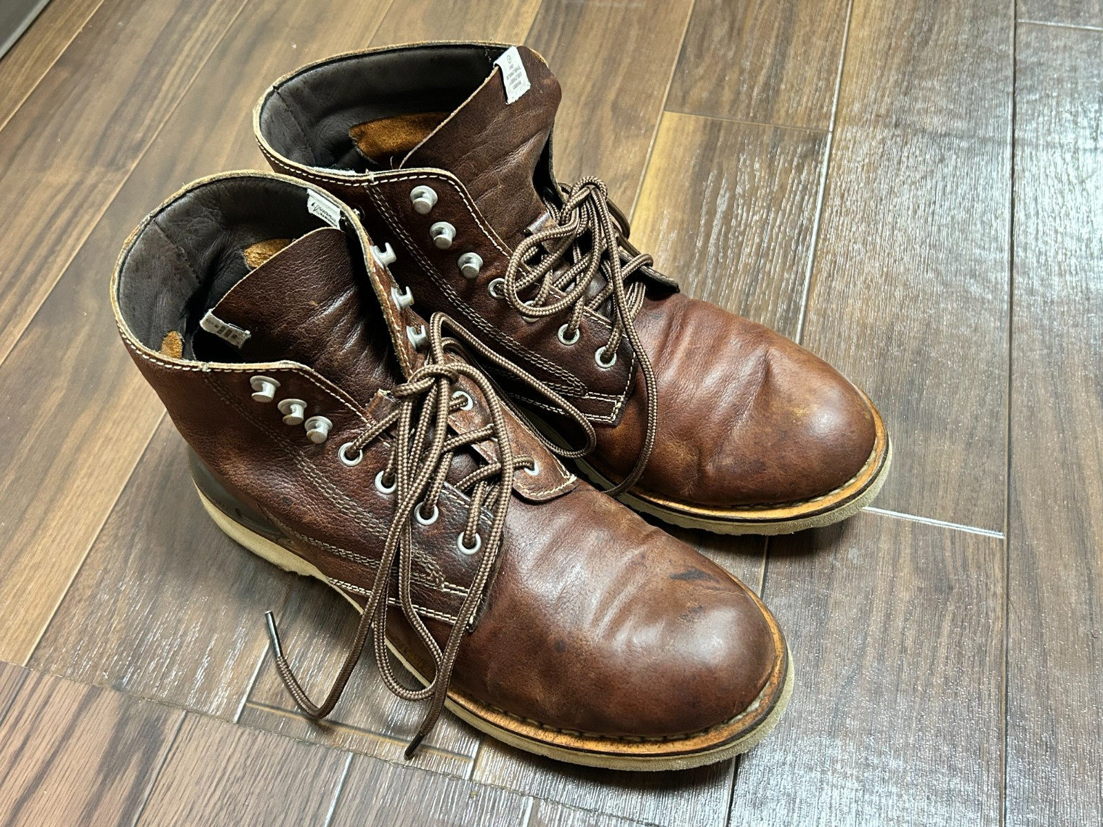 VISVIM Leather Boots Size 9 Goodyear Handmade Vibram Sole Brown Made in Japan