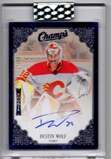 2023-24 Upper Deck Clear Cut Champs Blue Rookie Dustin Wolf Rookie Auto 17/50