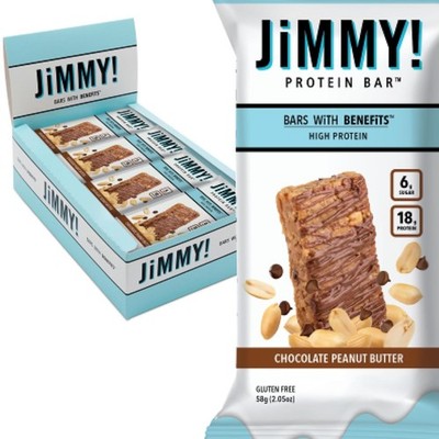 Jimmybar! Chocolate Peanut Butter Protein Bars 18G Protein Bar, 6G Low Sugar